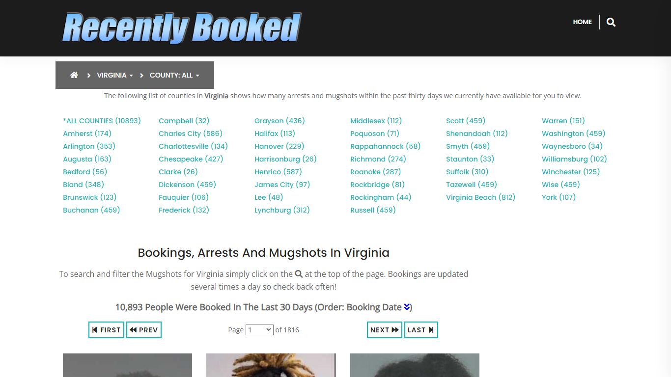 Recent bookings, Arrests, Mugshots in Virginia - Recently Booked